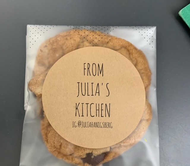 Cookie - with the label saying "from Julia's kitchen"